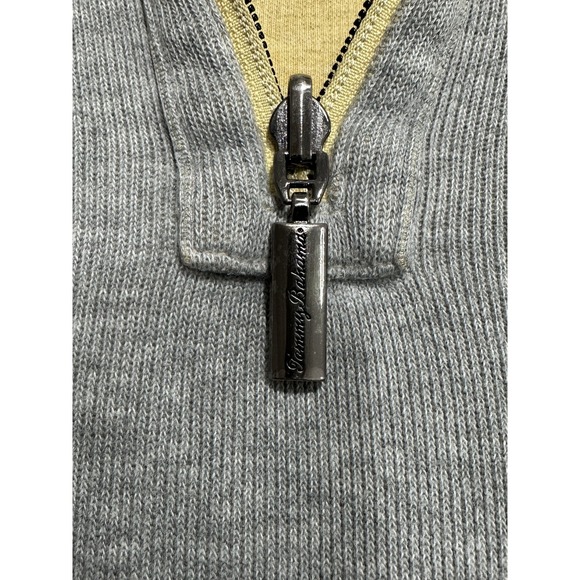 Tommy Bahama Mens Thermal Sweater Size Large Gray Yellow Long Sleeve 1/4 Zip EUC - Picture 3 of 8